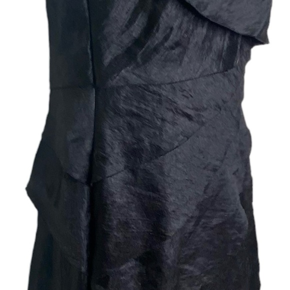 London Style Nights Asymmetrical One Strap Ruffled Dress 12 Black Knee Length - Picture 5 of 14